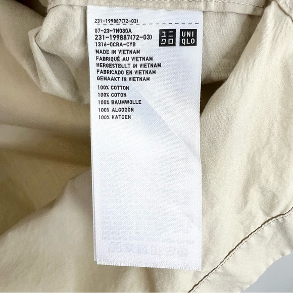 UNIQLO 100% cotton beige tan boxy oversized split neck dolman sleeve top S - Picture 13 of 14